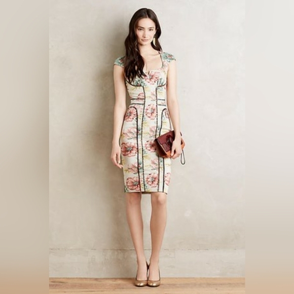 NWT Anthropologie Bea & J Byron Lars Floral Sheath Dress Designed By Byron Lars - Picture 3 of 16